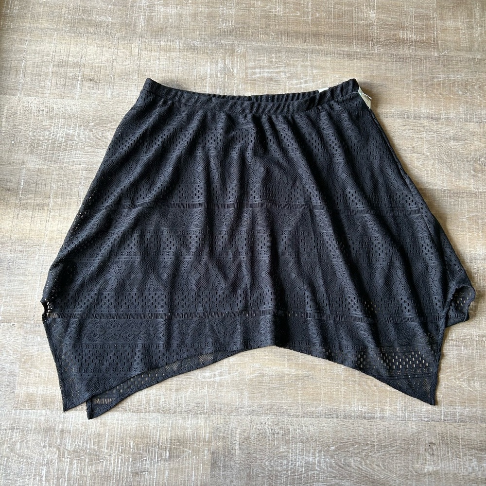 ▶️ Black Crochet Asymmetrical Skirt Womens 3X Beach Cover Up Stretch Lightweight